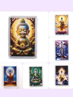 6pcs Acrylic Buddha Fridge Magnet Set Guan-Yin & Green Tara Handmade Spiritual